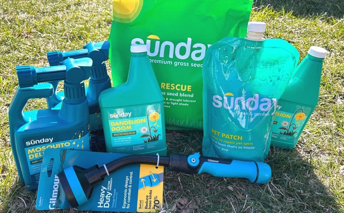 Sunday Lawn Care products custom plan sitting in grass