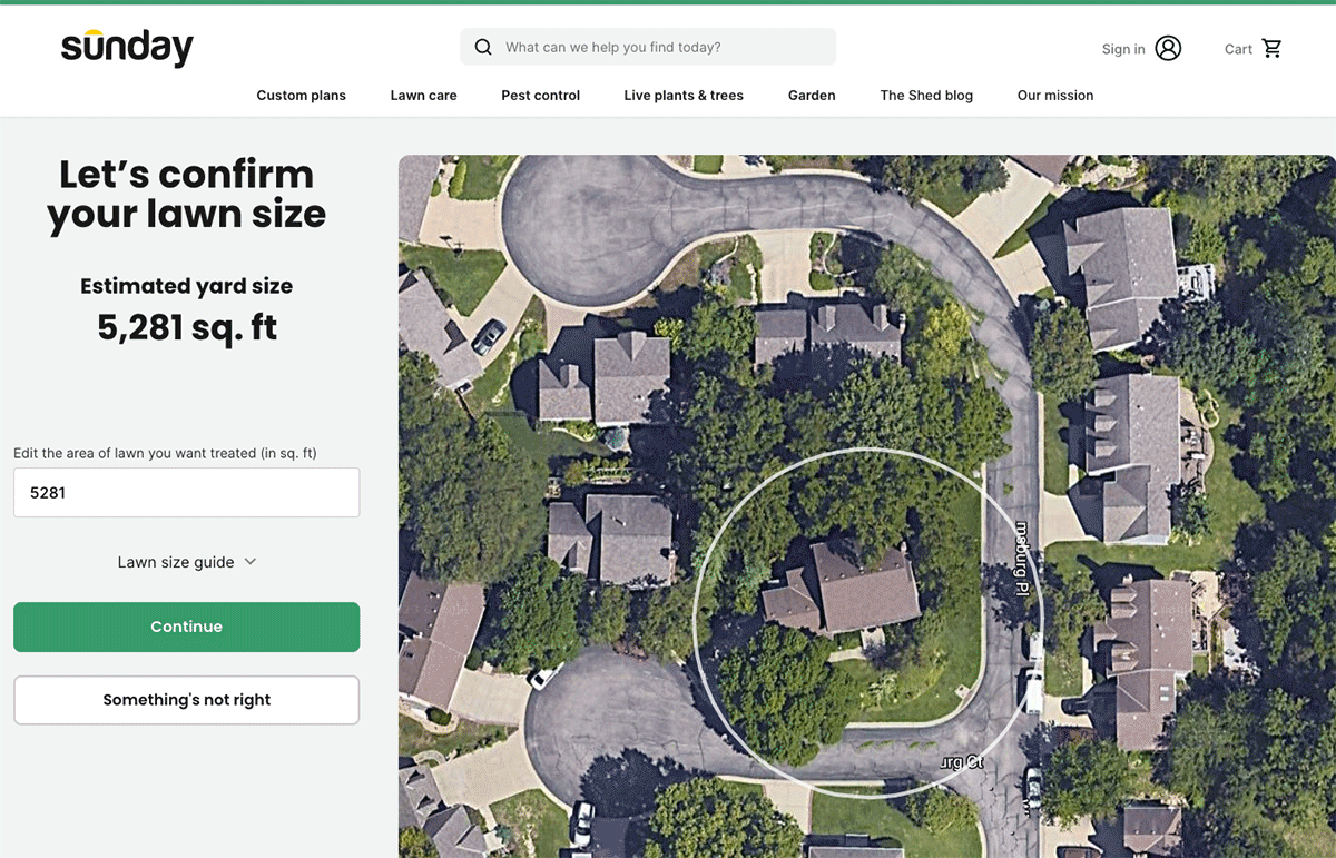 Sunday Lawn Care Yard Satellite vie Screenshot.