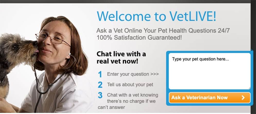 VetLIVE screenshot of homepage