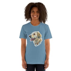 Woman in Golden Retriever shirt