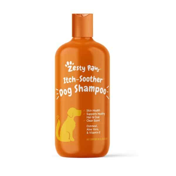 Zesty Paws Itch Soother dog shampoo bottle.